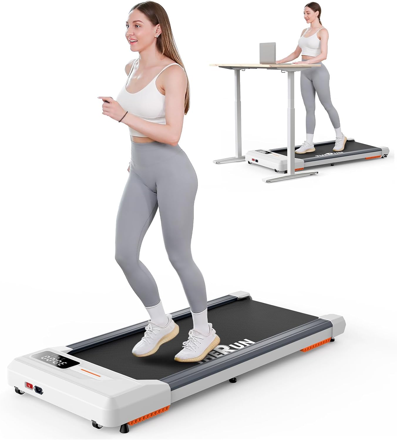 THERUN Under Desk Walking Pad Treadmill, 2.5HP, 265lbs Capacity, LED Display