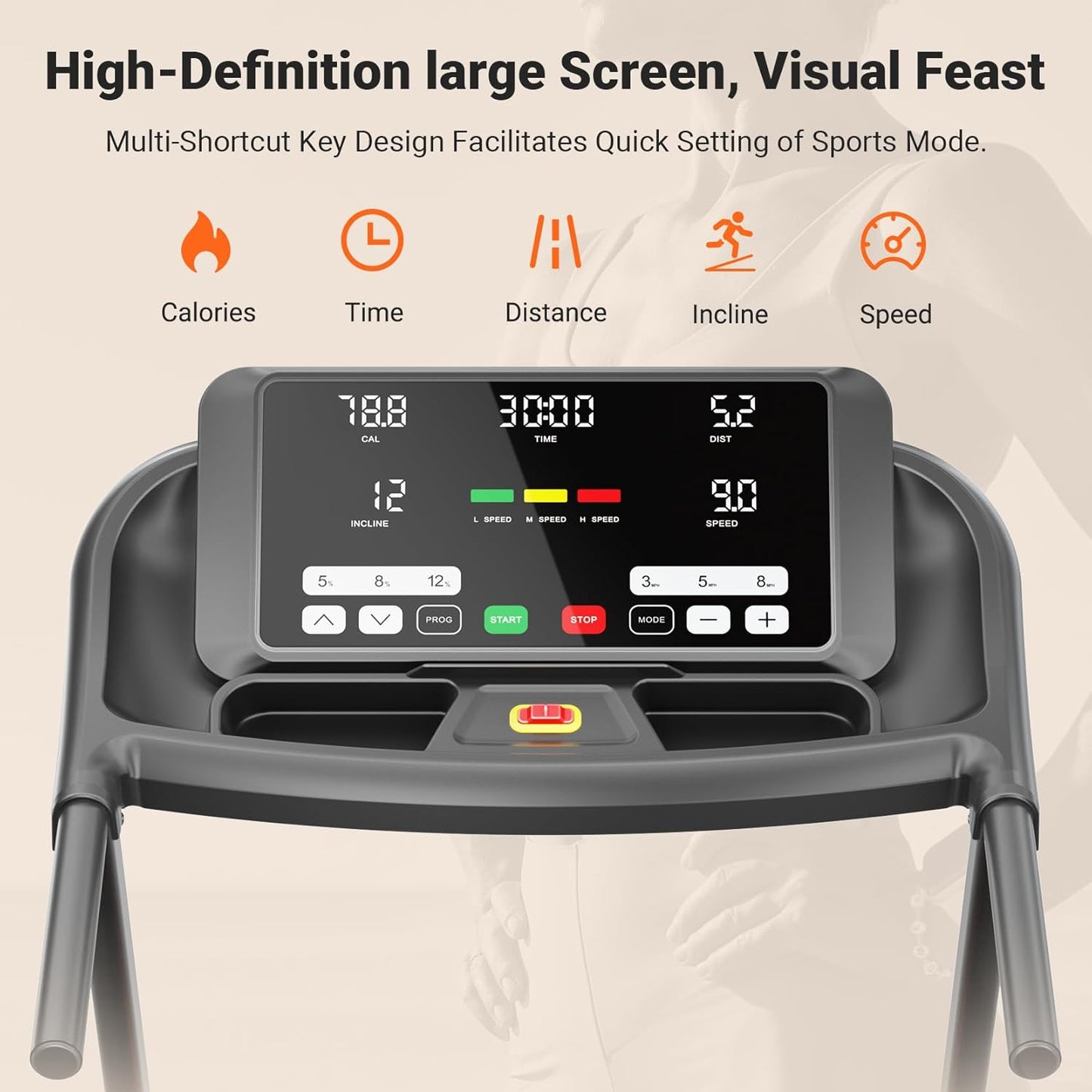 THERUN Incline Treadmill, 0-12% Auto Incline Treadmill for Running and Walking