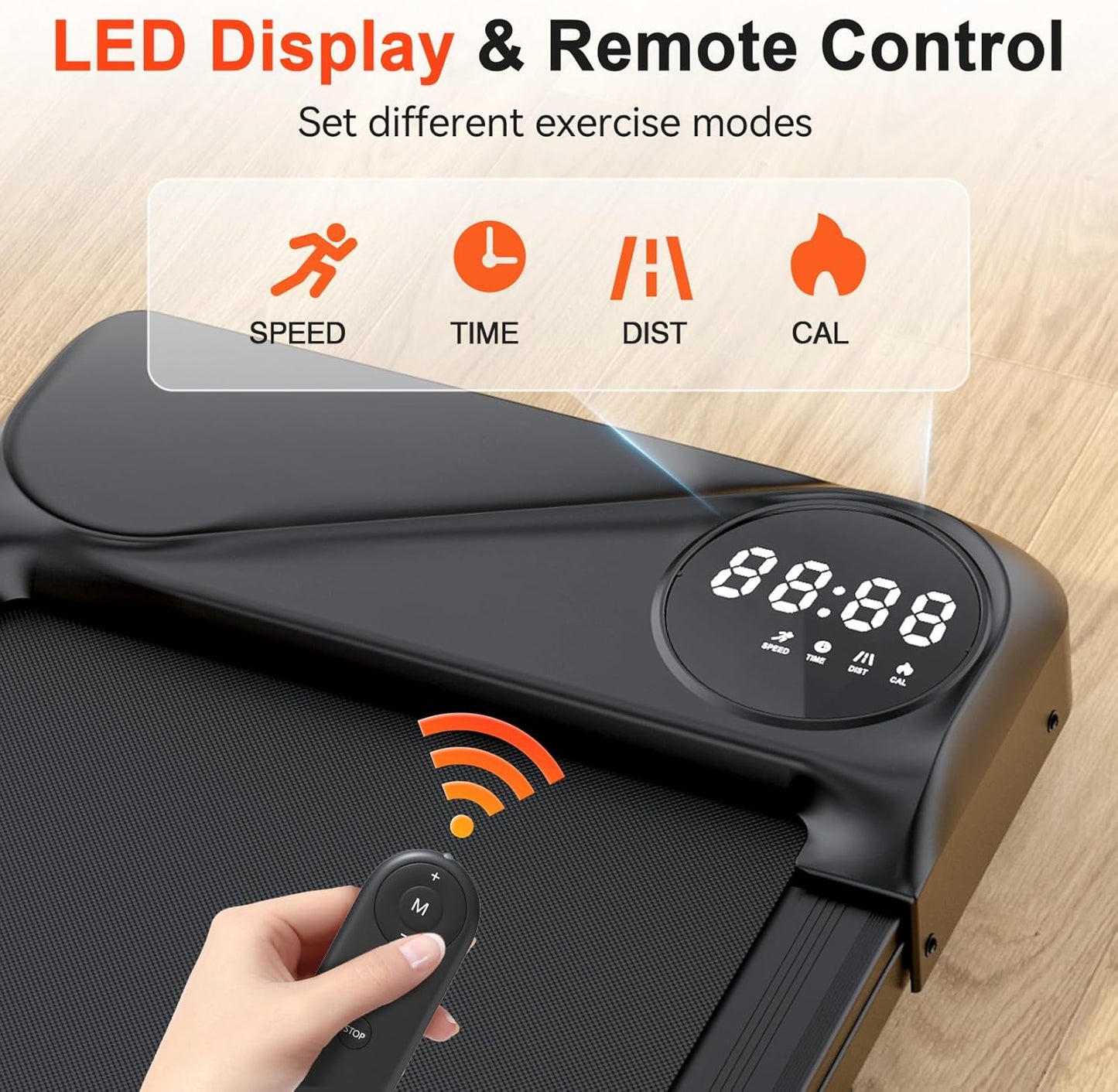 THERUN Under Desk Walking Pad Treadmill, 2.5HP, 265lbs Capacity, LED Display