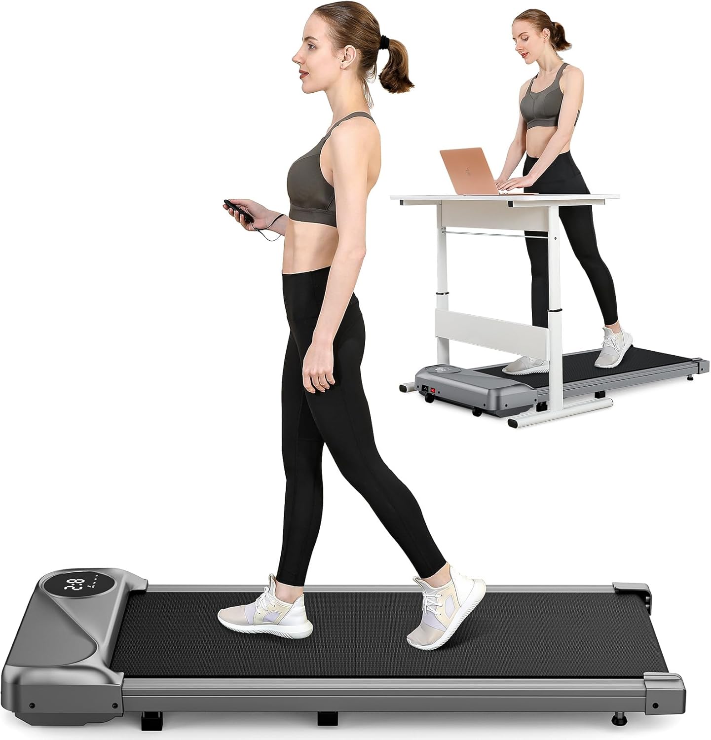 THERUN Under Desk Walking Pad Treadmill, 2.5HP, 265lbs Capacity, LED Display