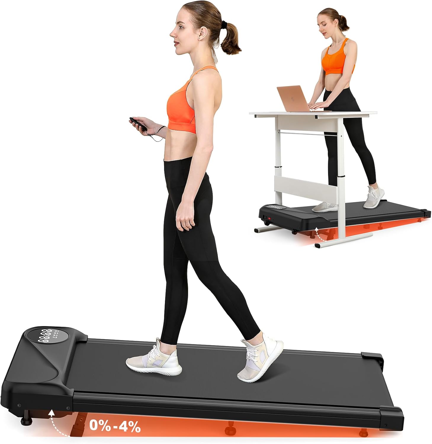 Walking Pad Treadmill Under Desk, Portable Mini Treadmill for Home/Office, Walking Pad Treadmill 2.5HP, Walking Jogging Machine with 265 lbs Weight Capacity Remote Control LED Display