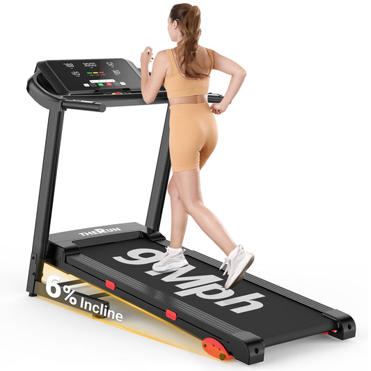 THERUN  Incline Treadmill, Running Treadmills with Incline, Foldable Treadmills Heart Rate Sensors, 18″LED Display Manual  Adjustment, 3.0HP Treadmill for Indoor Fitness Workouts