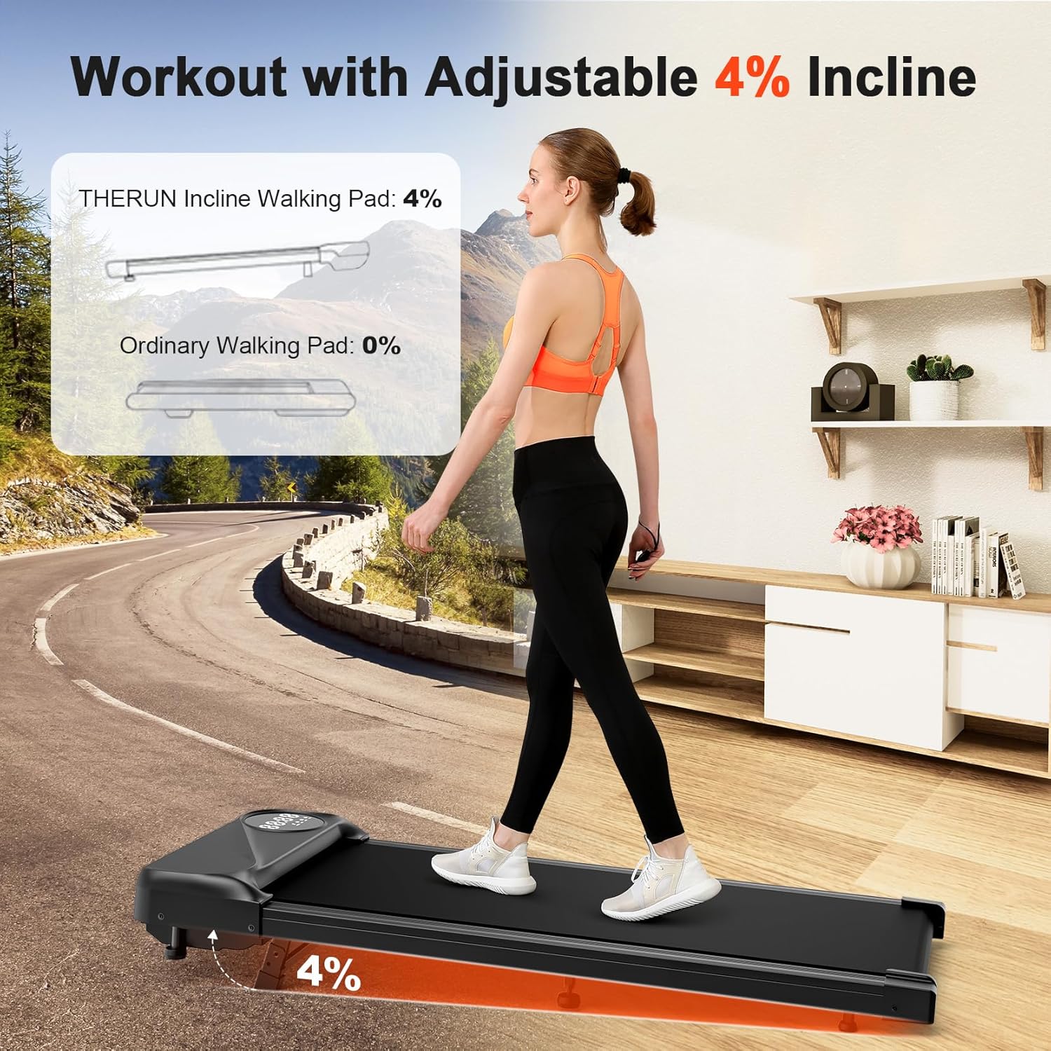 Walking Pad Treadmill Under Desk, Portable Mini Treadmill for Home/Office, Walking Pad Treadmill 2.5HP, Walking Jogging Machine with 265 lbs Weight Capacity Remote Control LED Display