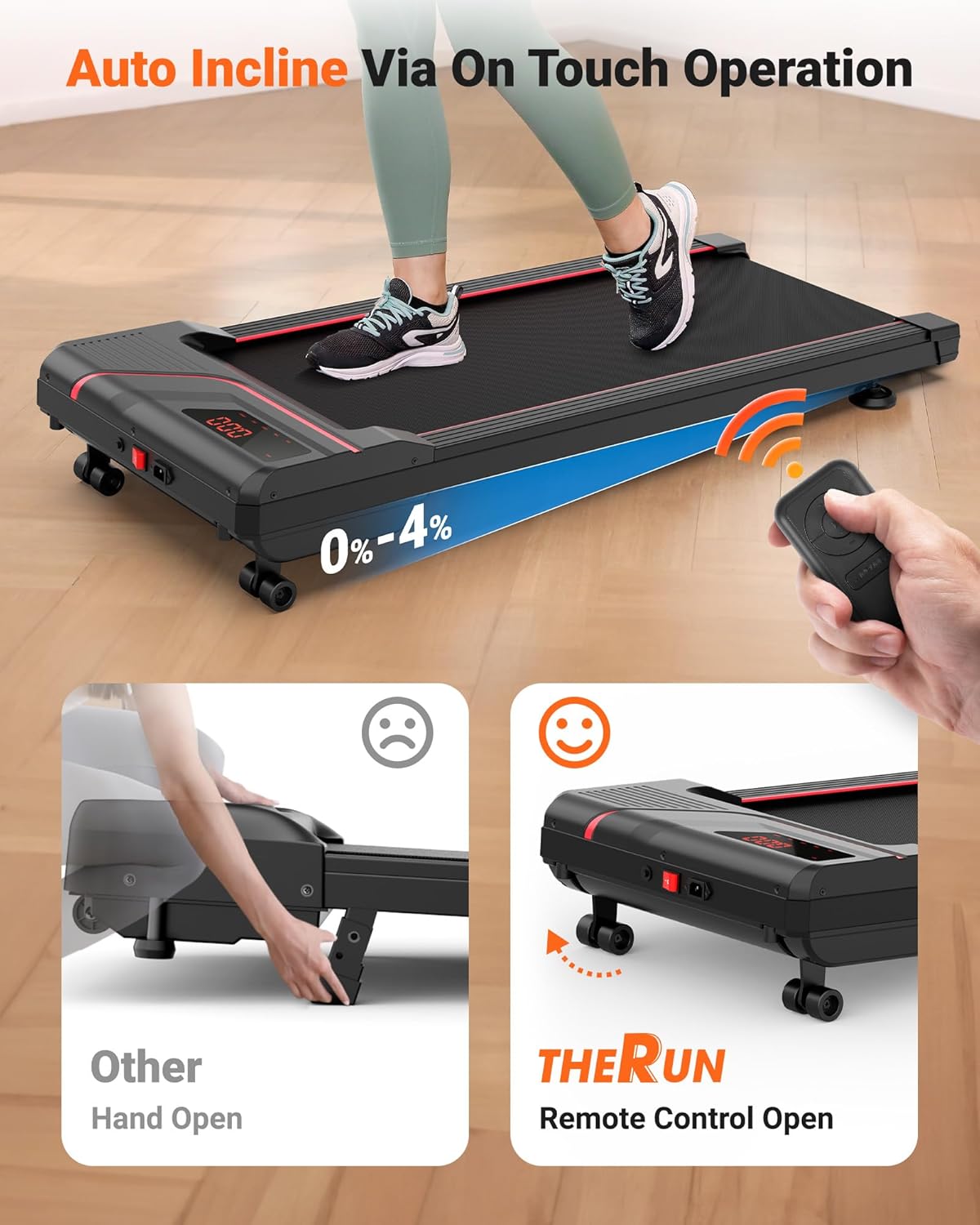 Walking Pad Treadmill Under Desk, Portable Mini Treadmill for Home/Office, Walking Pad Treadmill 2.5HP, Walking Jogging Machine with 265 lbs Weight Capacity Remote Control LED Display