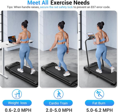 THERUN 2 in 1 Walking Pad with Handle Bar
