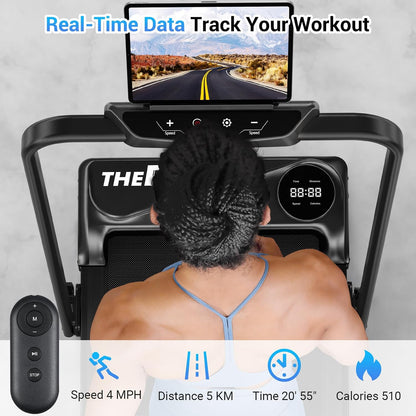 THERUN 2 in 1 Walking Pad with Handle Bar