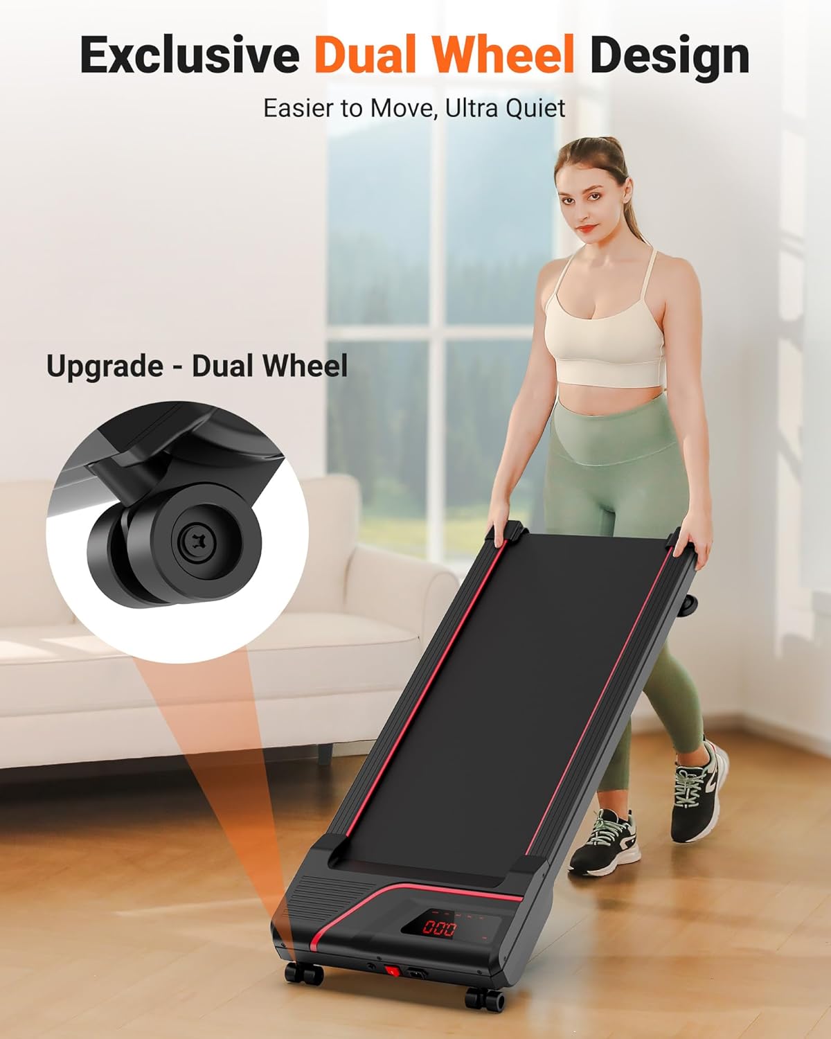 Walking Pad Treadmill Under Desk, Portable Mini Treadmill for Home/Office, Walking Pad Treadmill 2.5HP, Walking Jogging Machine with 265 lbs Weight Capacity Remote Control LED Display