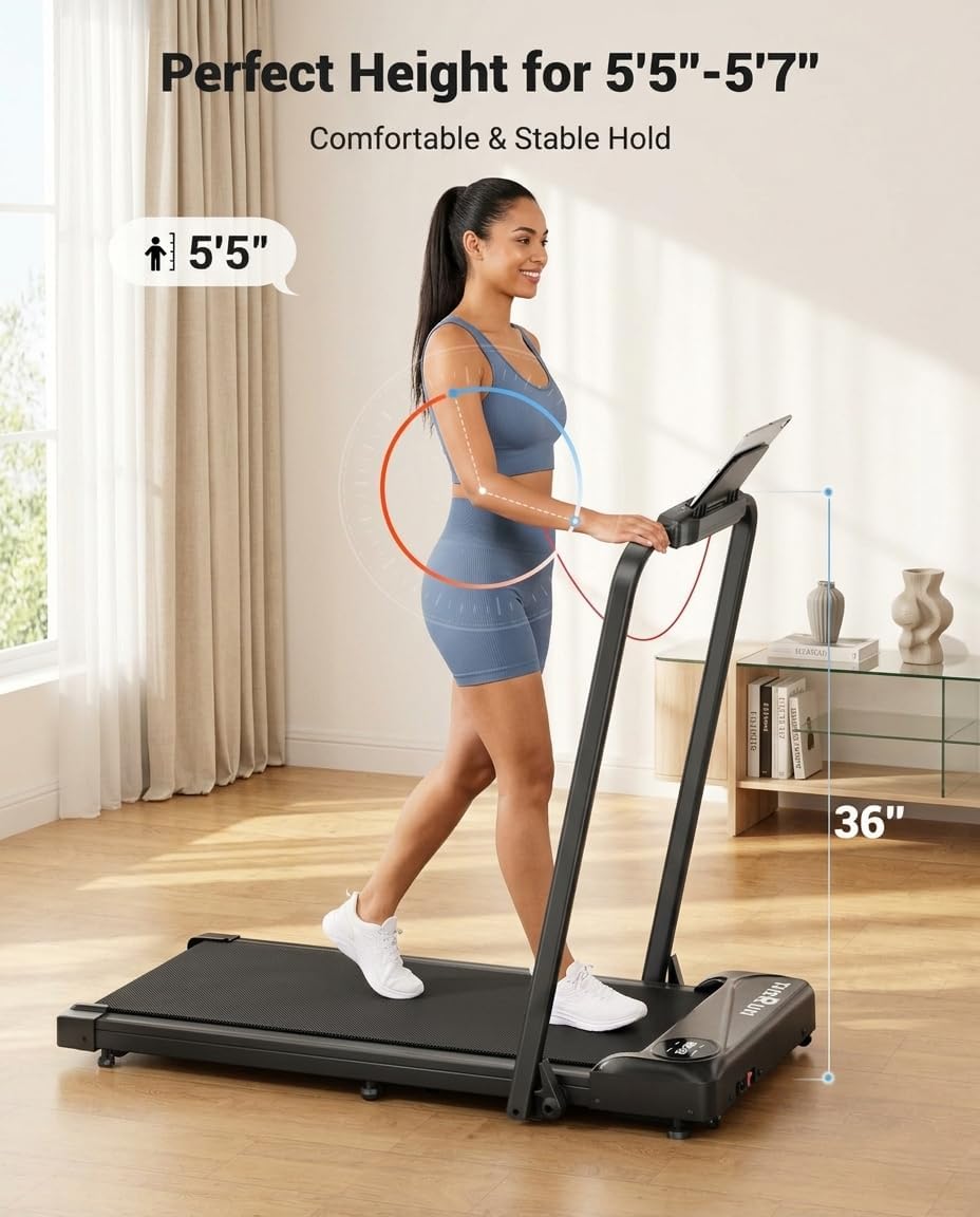 THERUN Smart App 2 in 1 Incline Walking Pad with Handle Bar