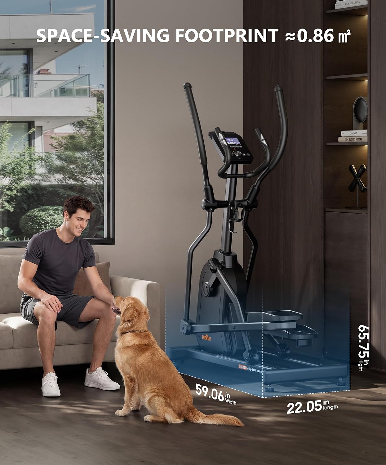 THERUN Elliptical Exercise Machine, Electric Elliptical Machine for Home Use