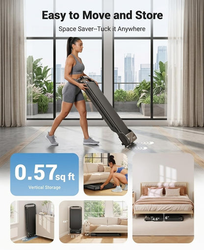 THERUN Smart App 2 in 1 Incline Walking Pad with Handle Bar