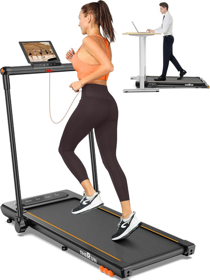 THERUN 2.5HP Treadmill 2 in 1 Under Desk Walking Pad Treadmill