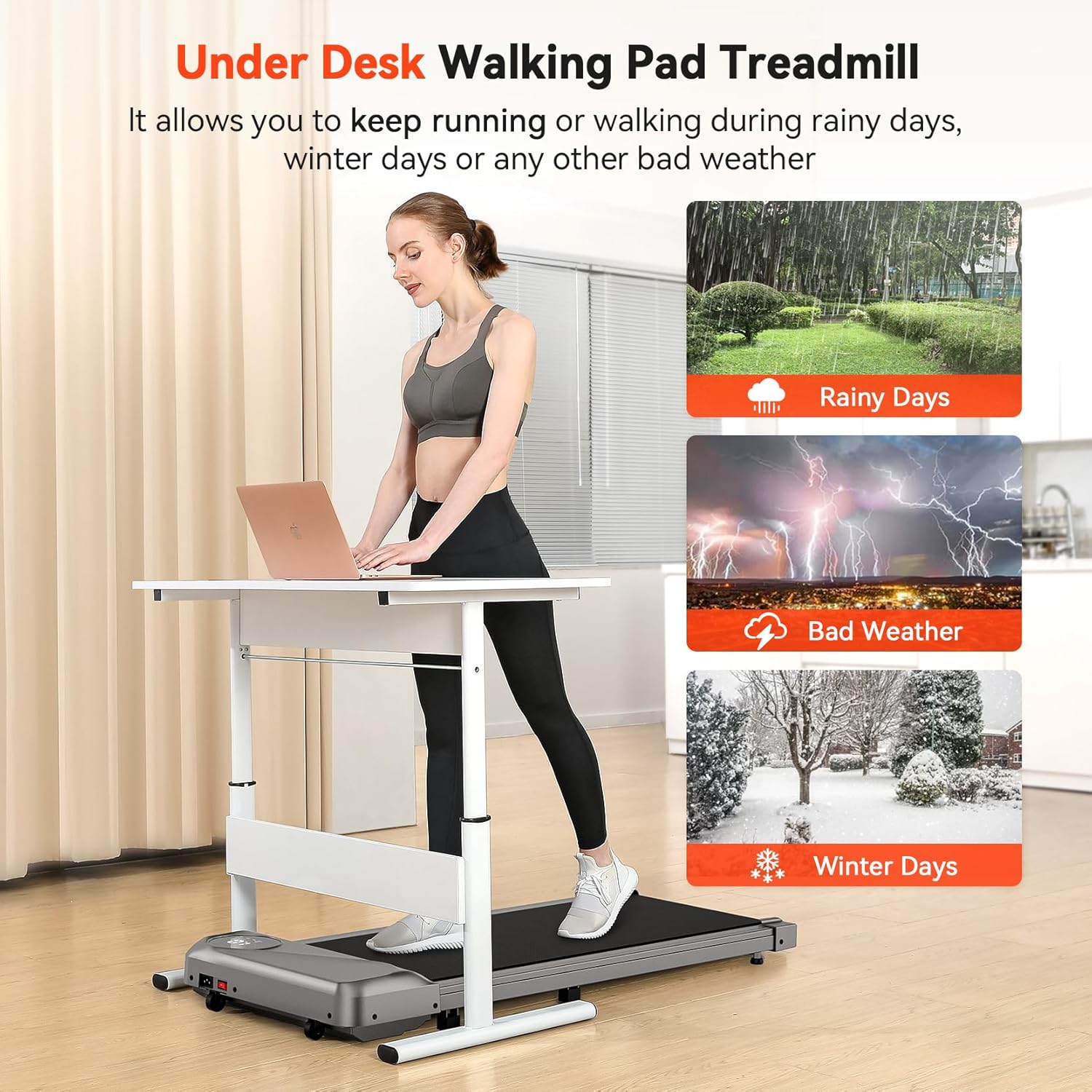 Walking Pad Treadmill Under Desk, Portable Mini Treadmill for Home/Office, Walking Pad Treadmill 2.5HP, Walking Jogging Machine with 265 lbs Weight Capacity Remote Control LED Display