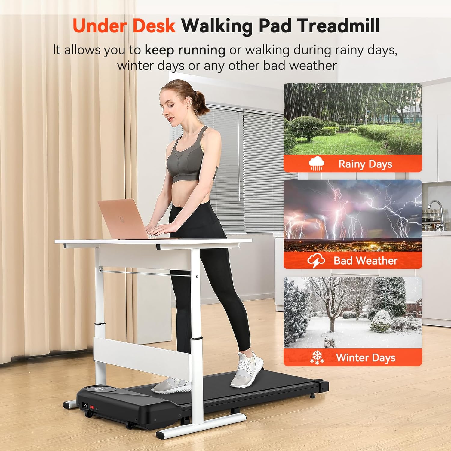 Walking Pad Treadmill Under Desk, Portable Mini Treadmill for Home/Office, Walking Pad Treadmill 2.5HP, Walking Jogging Machine with 265 lbs Weight Capacity Remote Control LED Display