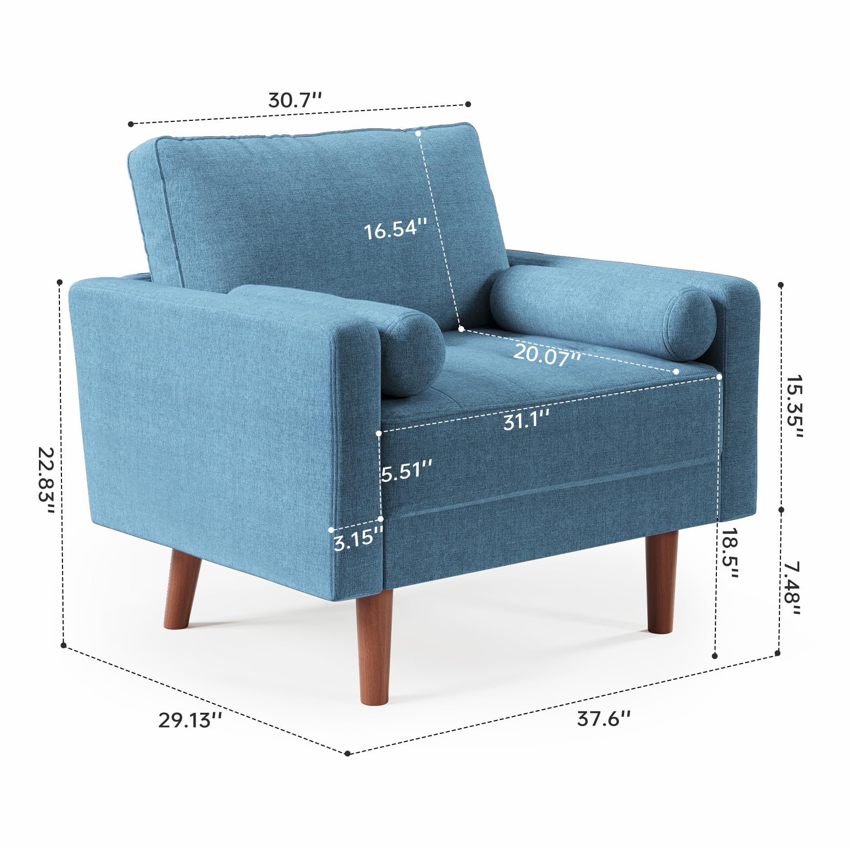 Koorlian Blue Accent Chairs Mid Century Modern Accent Chair with