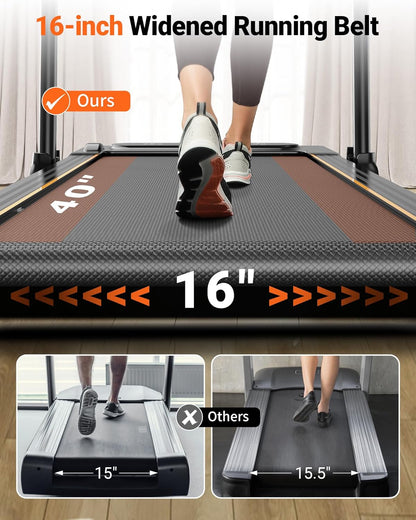 THERUN 2.5HP Treadmill 2 in 1 Under Desk Walking Pad Treadmill