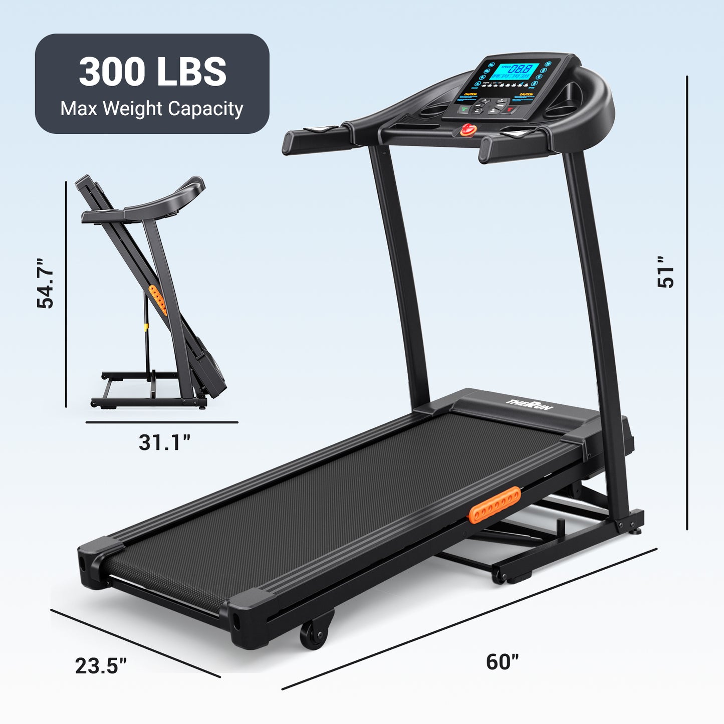 THERUN Incline Treadmill, Treadmills for Running and Walking, 300 lbs Weight Capacity Folding Treadmill with 0-15% Auto Incline, Wide Belt, 3.5 HP, App, Heart Rate