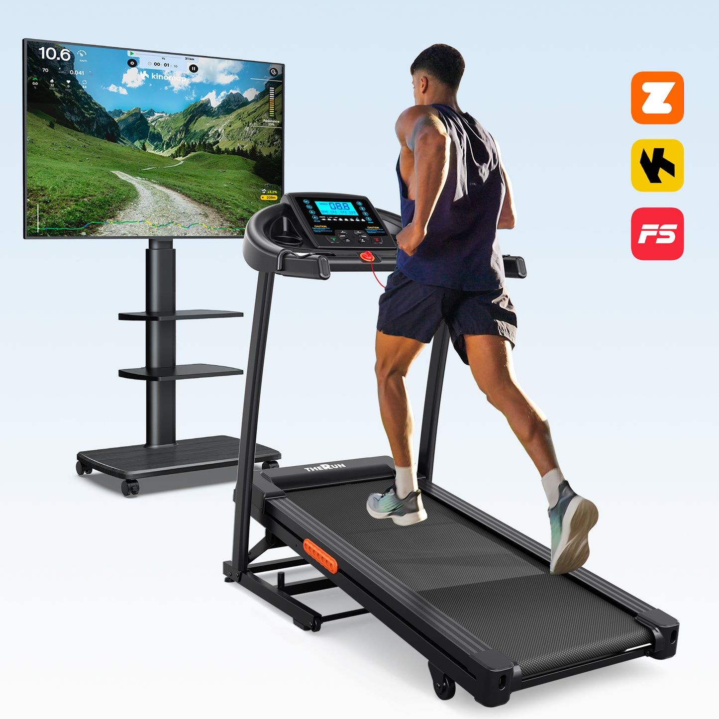 THERUN Incline Treadmill, Treadmills for Running and Walking, 300 lbs Weight Capacity Folding Treadmill with 0-15% Auto Incline, Wide Belt, 3.5 HP, App, Heart Rate