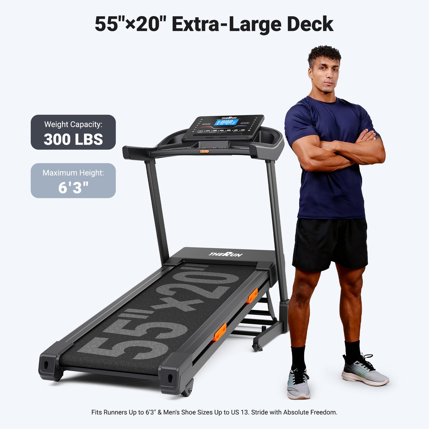 THERUN 20% Auto Incline Treadmill, 12 MPH and 3.5 HP Motor, 55" x 20" Large Running Belt with Advanced Console, All-in-One Foldable Treadmills for Home with Incline for Intensive Workout