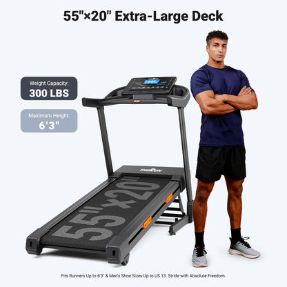 THERUN 20% Auto Incline Treadmill, 12 MPH and 3.5 HP Motor, 55" x 20" Large Running Belt with Advanced Console, All-in-One Foldable Treadmills for Home with Incline for Intensive Workout