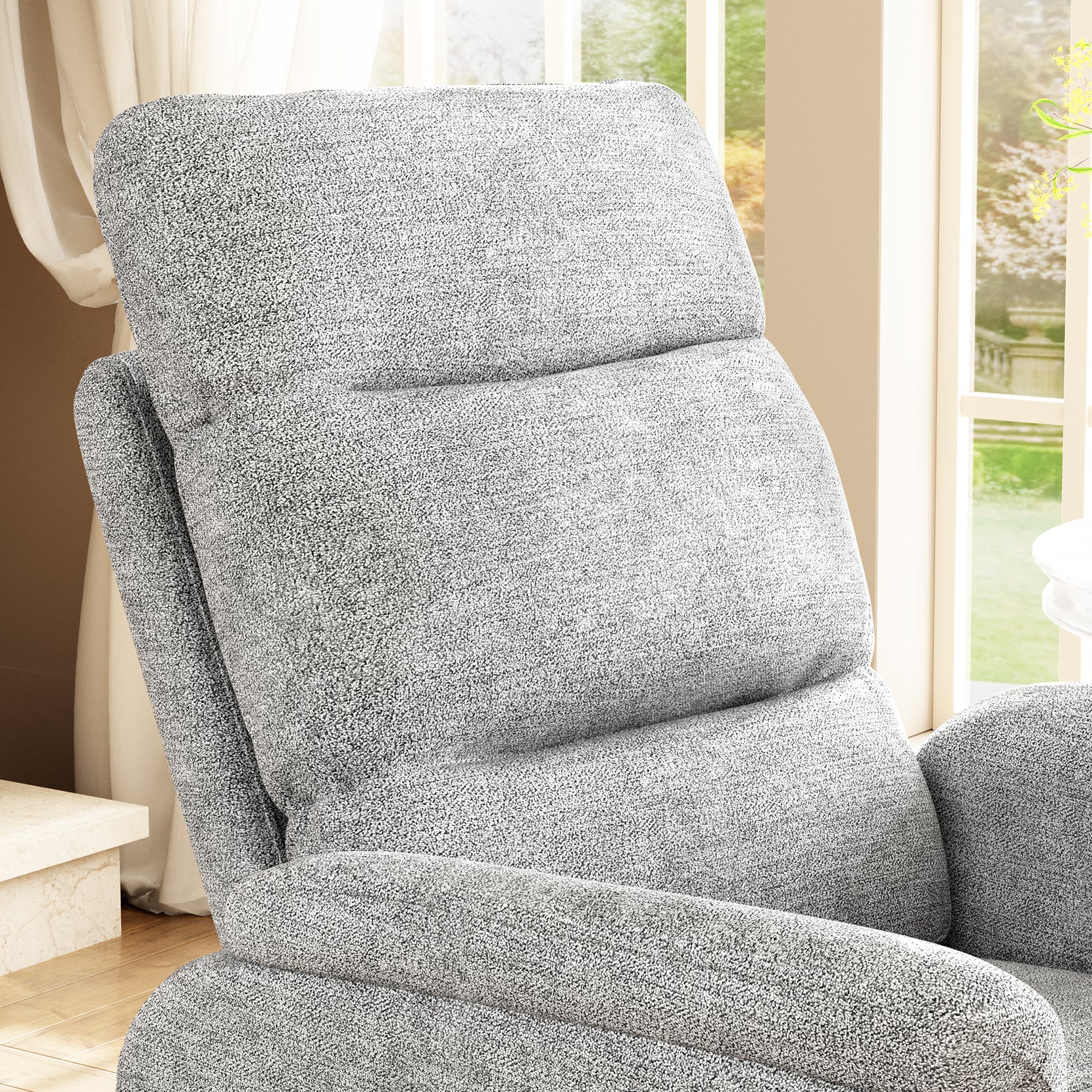 Koorlian Power Recliner Chair, Electric Fabric Recliner with USB Port, Adjustable Living Room Reclining Sofa, Single Home Theater Recliner, Light Grey