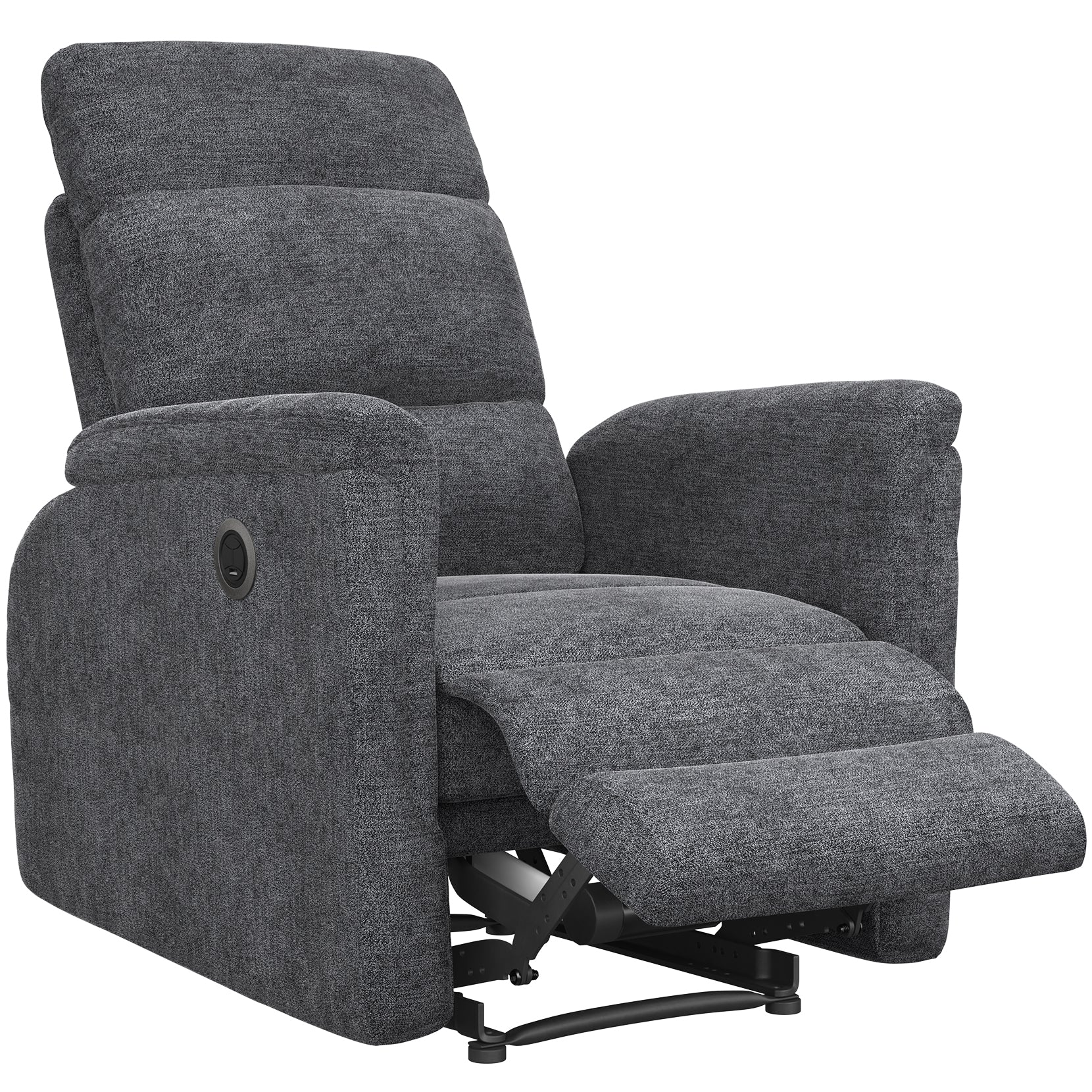 Koorlian Power Recliner Chair, Electric Fabric Recliner with USB Port, Adjustable Living Room Reclining Sofa, Single Home Theater Recliner, Dark Grey